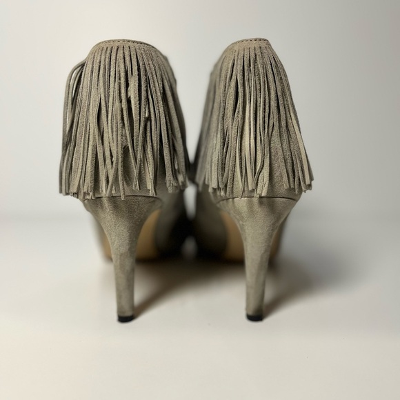 Sam Edelman Kandice Fringe Ankle Boots Dove Gray Suede Womans Size 8.5 Side Zip - Picture 4 of 13